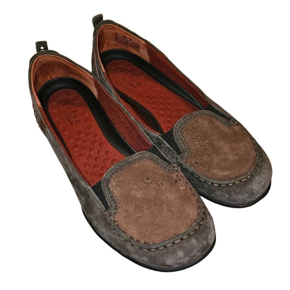 Clarks Privo Suede Flats Slip-Ons Size 9 Brown Gray Comfort Shoes